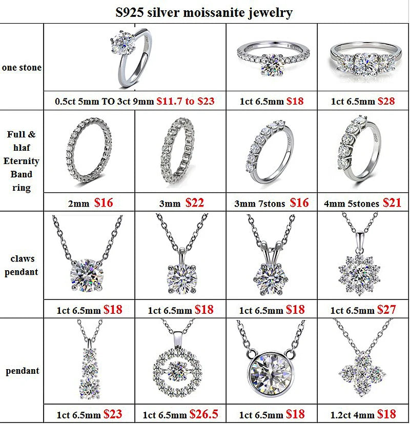 0,1 ct 3 мм D VVS Moissanite Full Eternity Band King — 925 Sterling Silver Aption & Party Juelry for Women