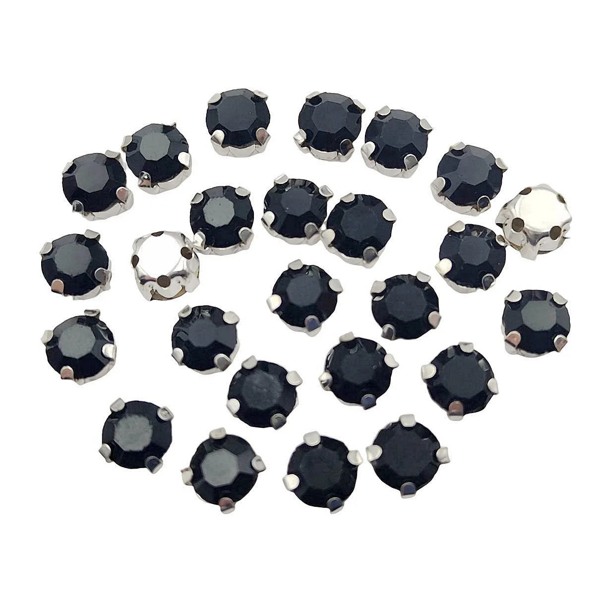 Круглые стеклянные рейнские камни с когтями – Серебряная база Sew-On Crystals для одежды, обуви и плотов