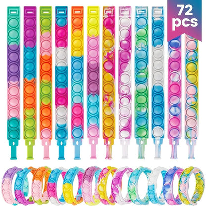 12/24/36PCS Cilicone Colorful Bubble Rristboard — детские вечеринки, подарки в день рождения, свадебные сувениры, карнавал и праздничные браслеты