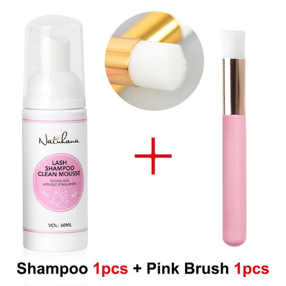 Natuhana 60ml Eyelash Extension Shampoo Mousse – Lash Cleaning Foam for False Eyelashes, Gentle & Non-Irritating Makeup Tool