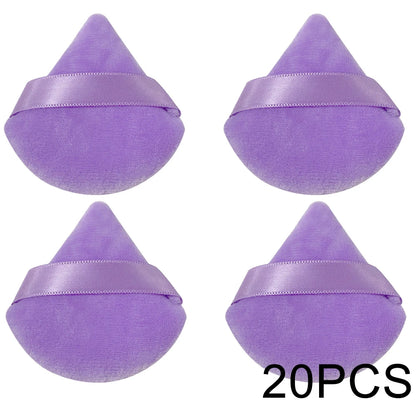 20/30Pcs Triangle Velvet Powder Puff – Wet & Dry Use Makeup Sponge for Foundation, Cosmetics, and Beauty Blending