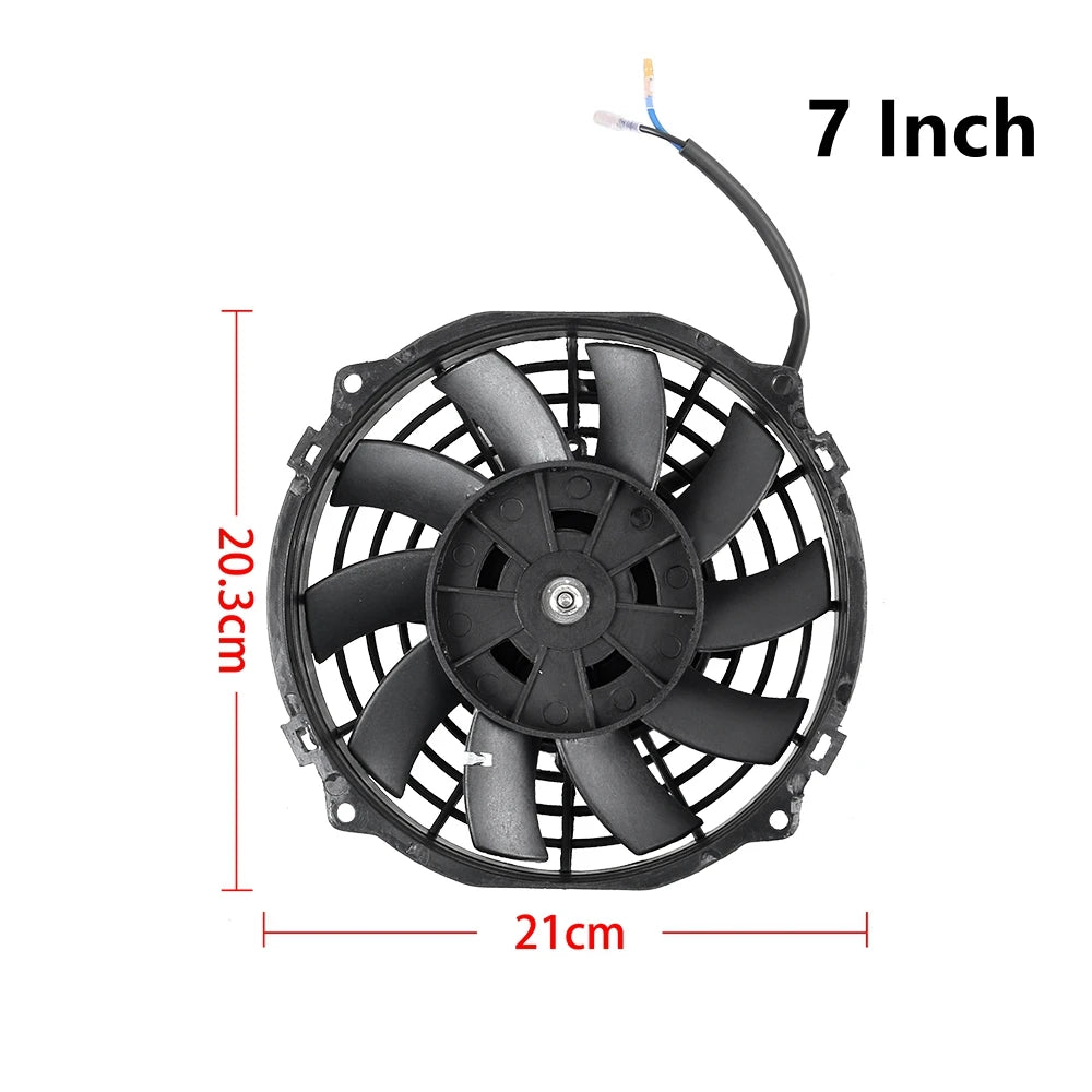 Universal 7/9/10/12/14/16 Inch 12V 80W Car Radiator Cooling Fan Blade – Electric Air Conditioning Fan Kit 2100RPM