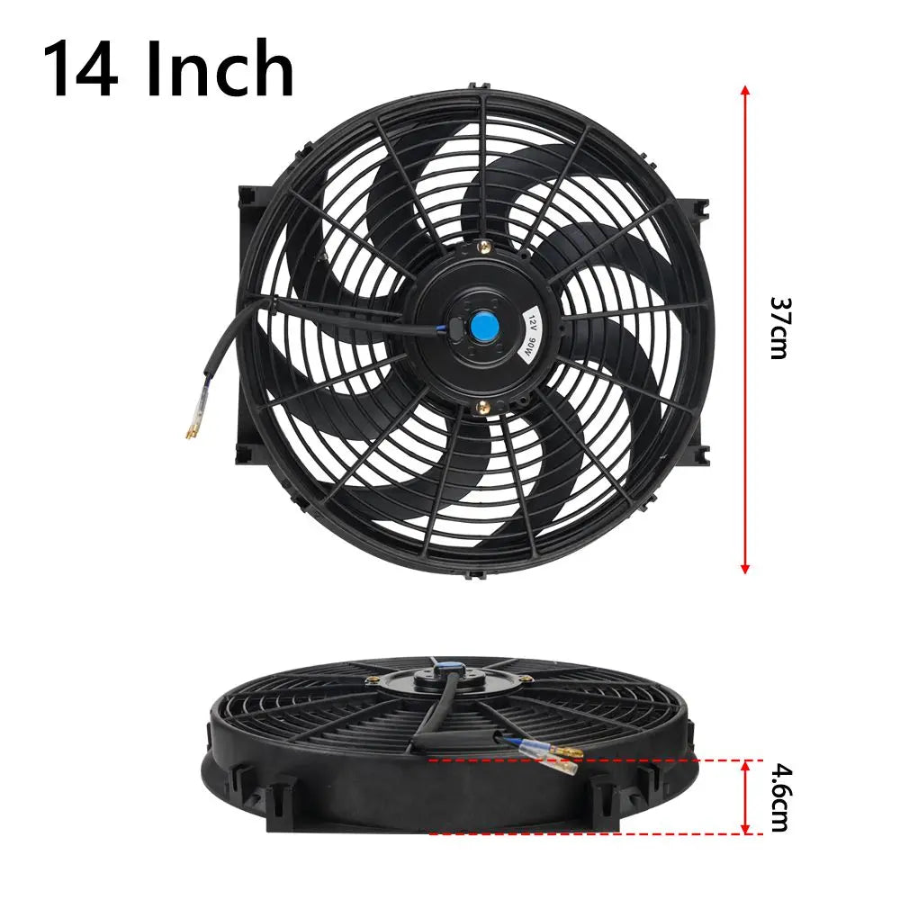 Universal 7/9/10/12/14/16 Inch 12V 80W Car Radiator Cooling Fan Blade – Electric Air Conditioning Fan Kit 2100RPM