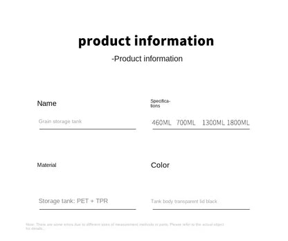 1PC Воздушно-герметизированное складское хранилище - пластиковое зерно, паста и сезонный контейнер