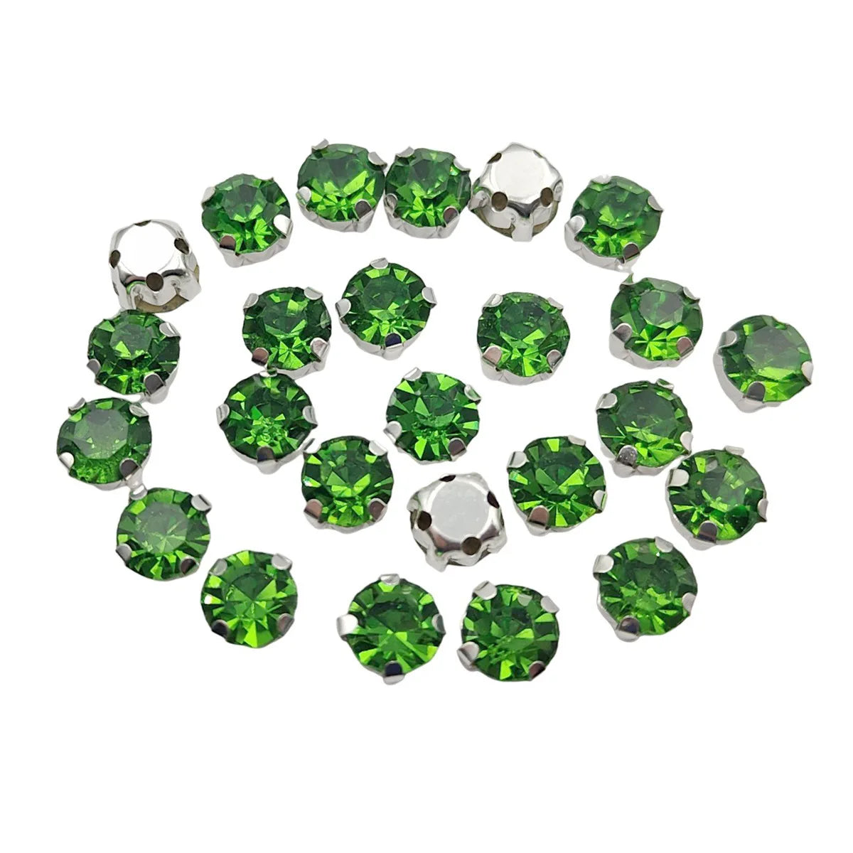 Круглые стеклянные рейнские камни с когтями – Серебряная база Sew-On Crystals для одежды, обуви и плотов