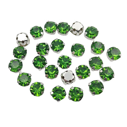 Круглые стеклянные рейнские камни с когтями – Серебряная база Sew-On Crystals для одежды, обуви и плотов