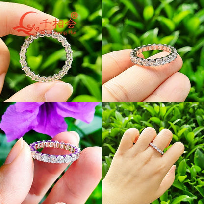 0,1 ct 3 мм D VVS Moissanite Full Eternity Band King — 925 Sterling Silver Aption & Party Juelry for Women
